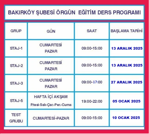 2026-1. Dönem SMMM Staja Giriş Örgün Eğitim