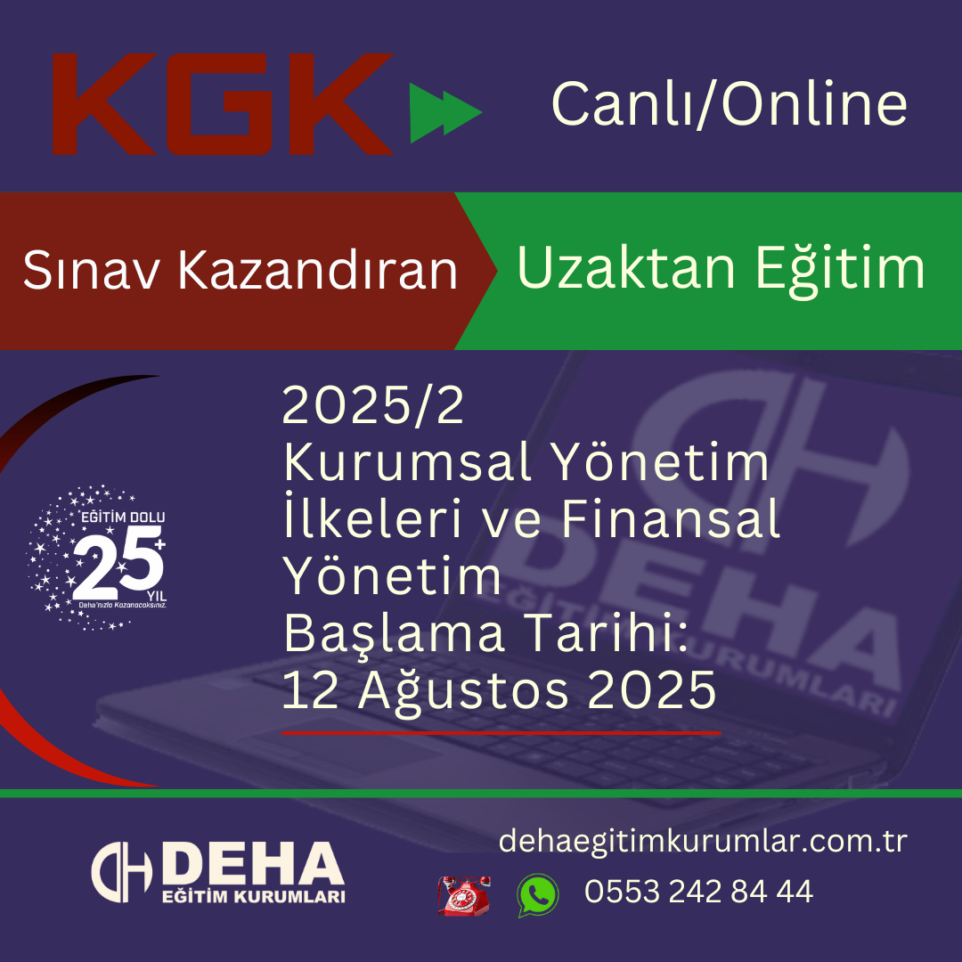 2025/2. Dönem KGK Kurumsal Yönetim CANLI+KAMP+VİDEOLU Eğitim (FULL PAKET)
