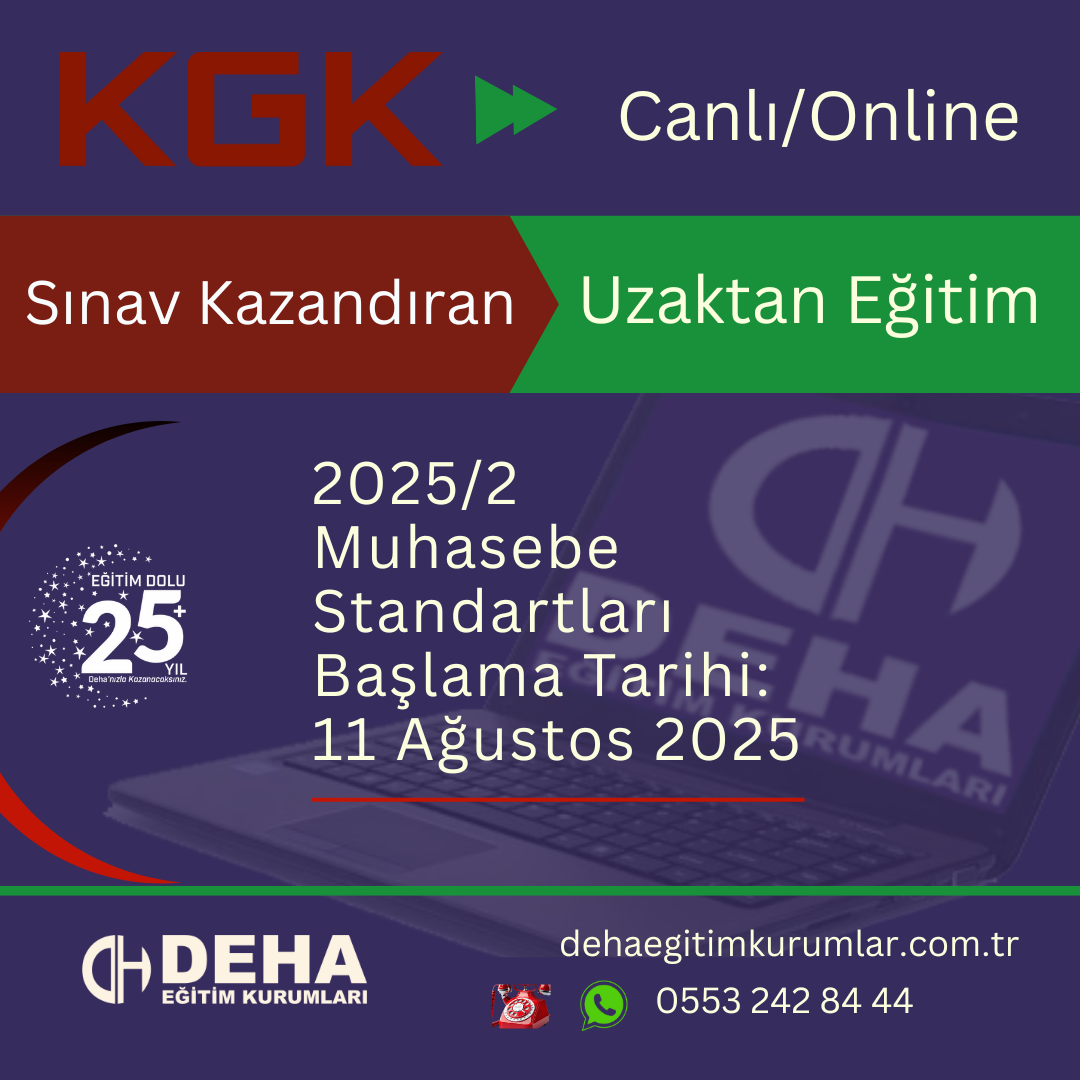 2025/2. Dönem KGK Muhasebe Standartları CANLI+KAMP+VİDEOLU Eğitim (FULL PAKET)
