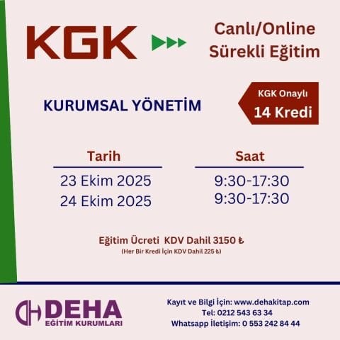 KGK Canlı & Online Sürekli Eğitim-Kurumsal Yönetim(23/24.10.2025)