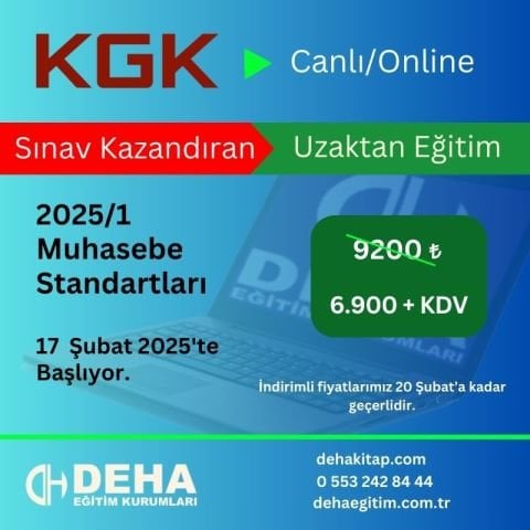 2025/1. Dönem KGK Muhasebe Standartları CANLI+KAMP+VİDEOLU Eğitim (FULL PAKET)