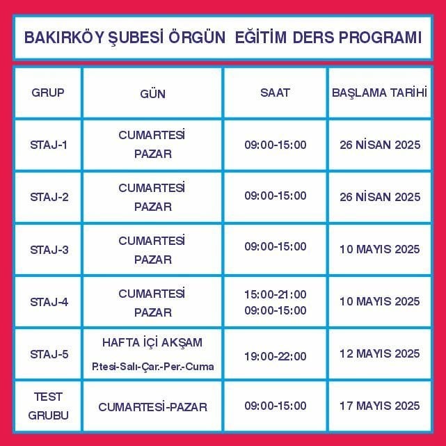 SMMM Staja Giriş Örgün Eğitim