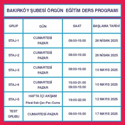 SMMM Staja Giriş Örgün Eğitim