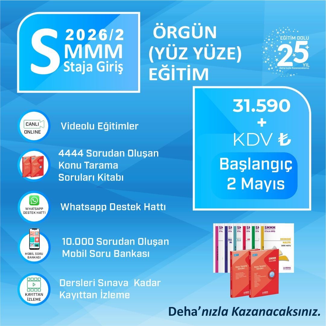 2026-2. Dönem SMMM Staja Giriş Örgün Eğitim