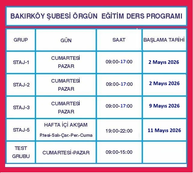 2026-2. Dönem SMMM Staja Giriş Örgün Eğitim