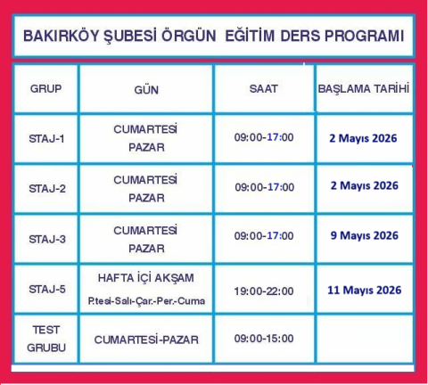2026-2. Dönem SMMM Staja Giriş Örgün Eğitim