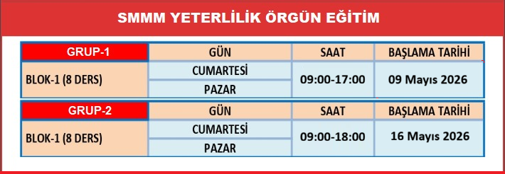 2026-2. Dönem SMMM Yeterlilik Örgün Eğitimler