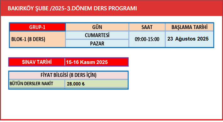 SMMM Yeterlilik Örgün Eğitimler