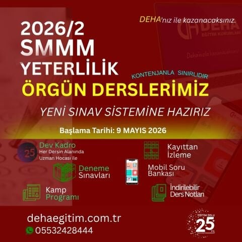 2026-2. Dönem SMMM Yeterlilik Örgün Eğitimler