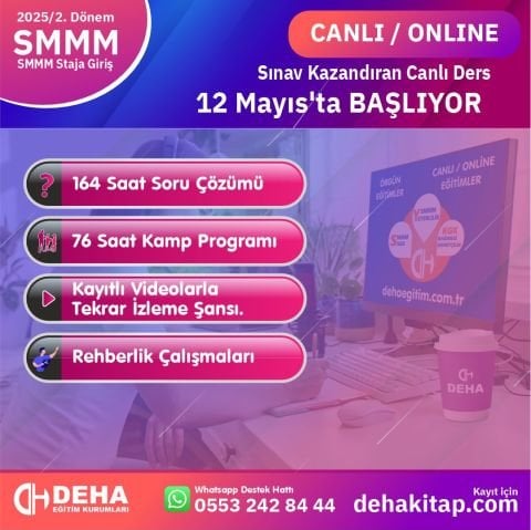 2025/2. Dönem SMMM Staja Giriş Sınavına Hazırlık Soru Çözüm + Kamp+ Videolu Eğitim (FULL PAKET)
