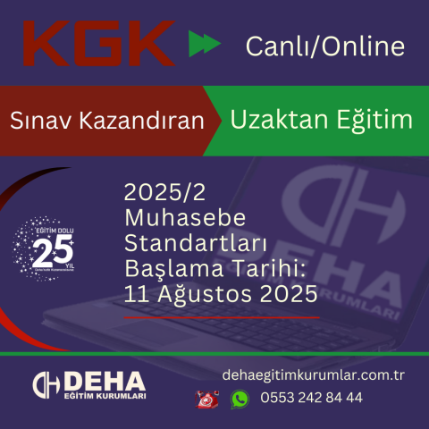 2025/2. Dönem KGK Muhasebe Standartları CANLI+KAMP+VİDEOLU Eğitim (FULL PAKET)