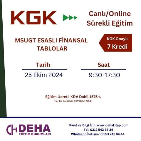 KGK Canlı & Online Sürekli Eğitim-MSUGT Esaslı Temel Finansal Tabloların Analiz (25.10.2025)