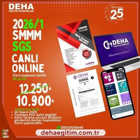 2026/1. Dönem SMMM Staja Giriş Sınavına Hazırlık Canlı + Kamp+ Videolu Eğitim (FULL PAKET)