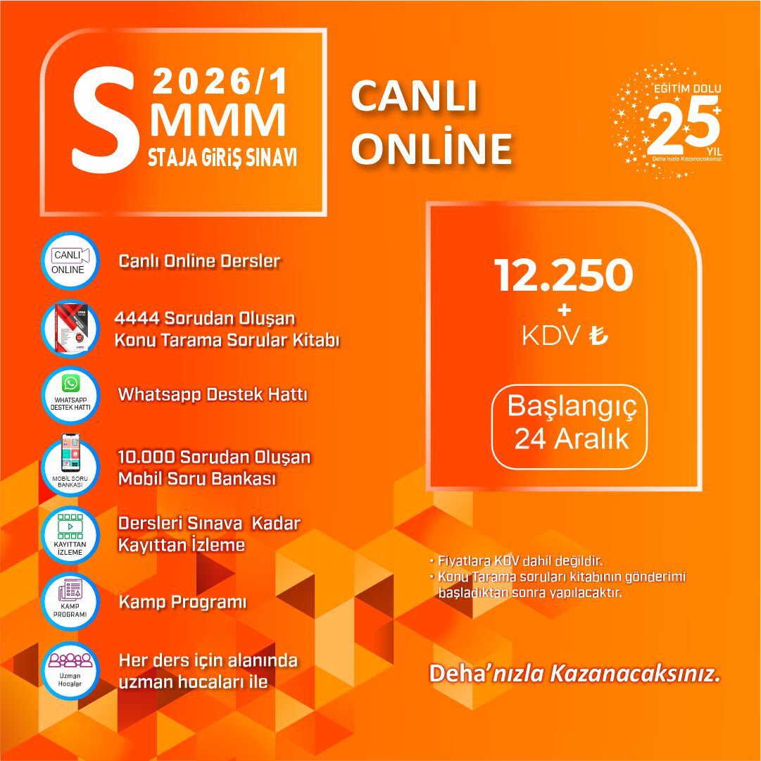 2026/1. Dönem SMMM Staja Giriş Sınavına Hazırlık Canlı + Kamp+ Videolu Eğitim (FULL PAKET)