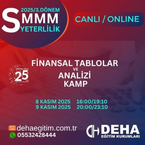 2025 - 3. Dönem SMMM Yeterlilik Sınavına Hazırlık Finansal Tablolar ve Analizi KAMP Programı KAMP Programı