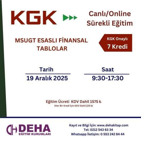 KGK Canlı & Online Sürekli Eğitim-MSUGT Esaslı Temel Finansal Tabloların Analiz (19.12.2025)