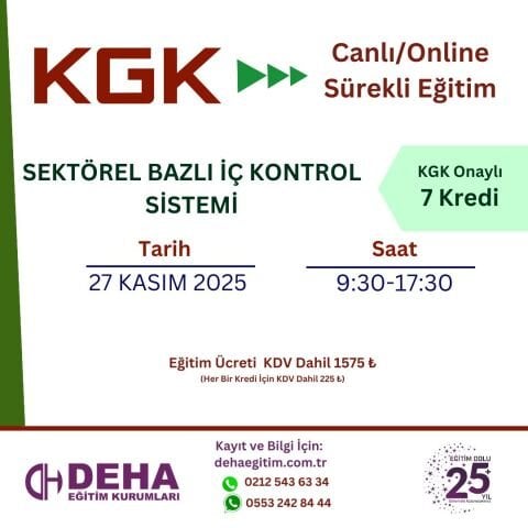 KGK ONAYLI SÜREKLİ EĞİTİM : SEKTÖREL BAZLI İÇ KONTROL SİSTEMİ (27.11.25)