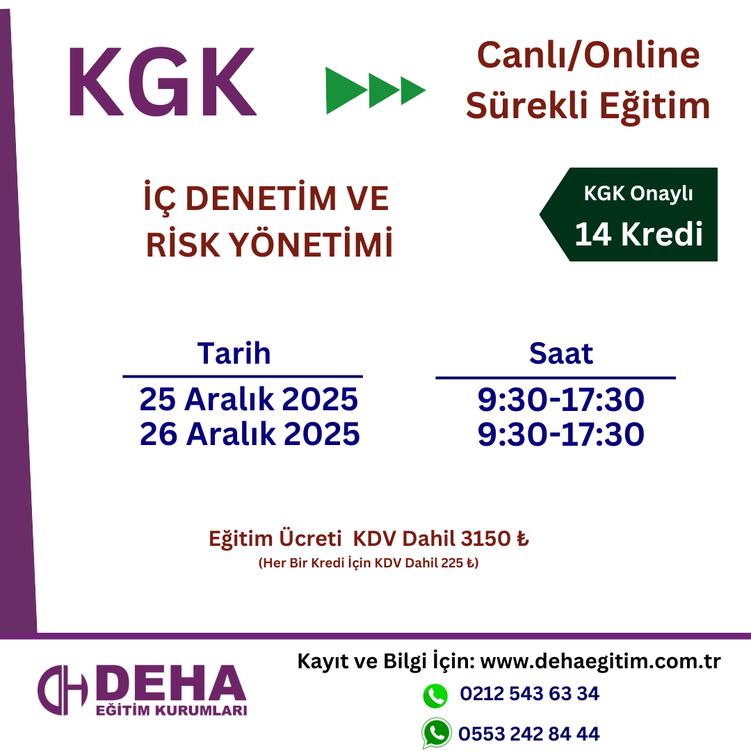 KGK Canlı & Online Sürekli Eğitim- İÇ DENETİM RİSK YÖNETİMİ(25/26.12.2025)