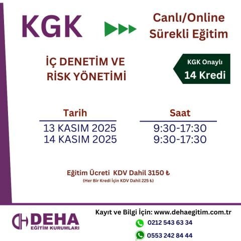 KGK Canlı & Online Sürekli Eğitim- İÇ DENETİM RİSK YÖNETİMİ(13/14.11.2025)