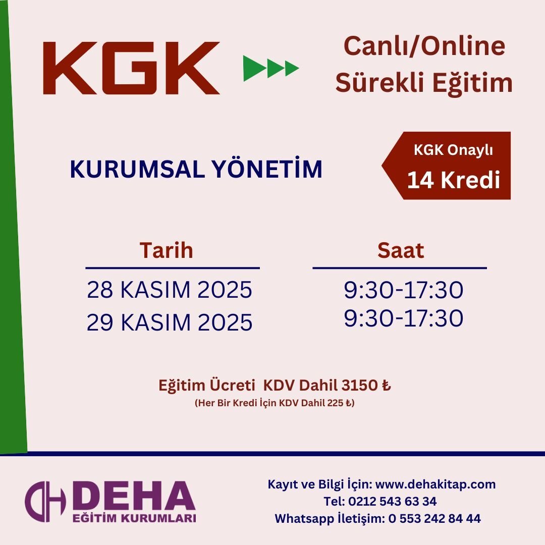 KGK Canlı & Online Sürekli Eğitim-Kurumsal Yönetim(28/29.11.2025)