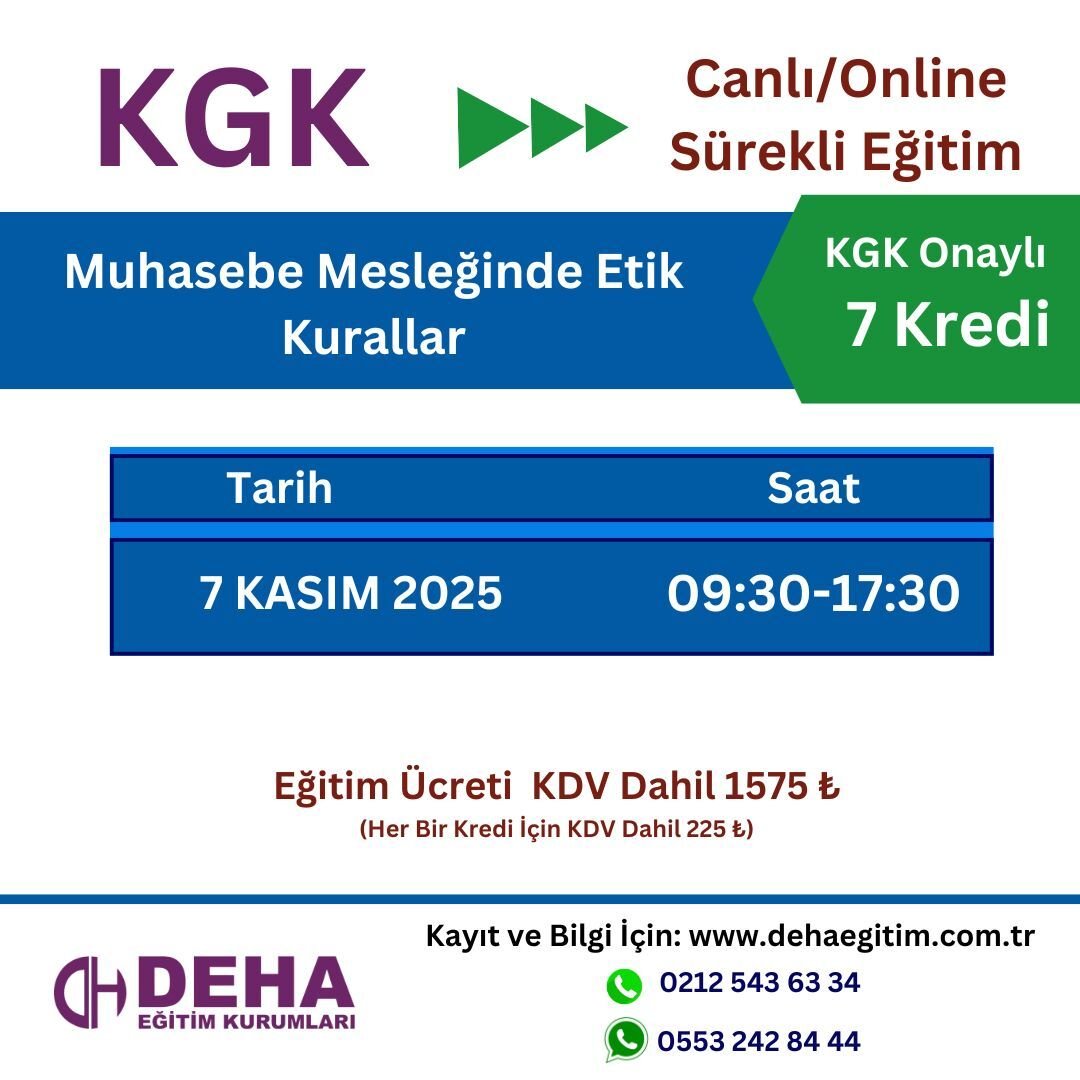 KGK Canlı & Online Sürekli Eğitim - Muhasebe Mesleğinde Etik Kurallar (07.11. 2025)