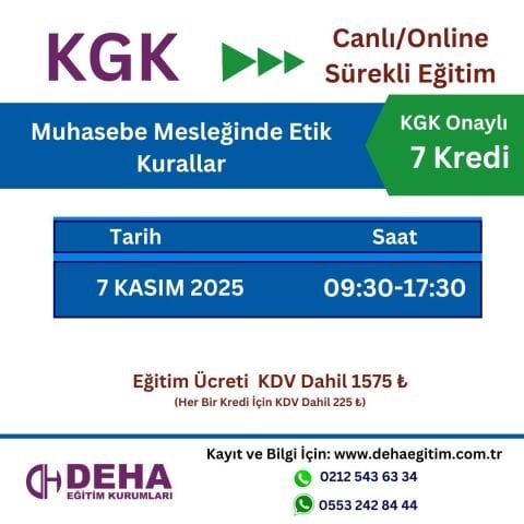 KGK Canlı & Online Sürekli Eğitim - Muhasebe Mesleğinde Etik Kurallar (07.11. 2025)