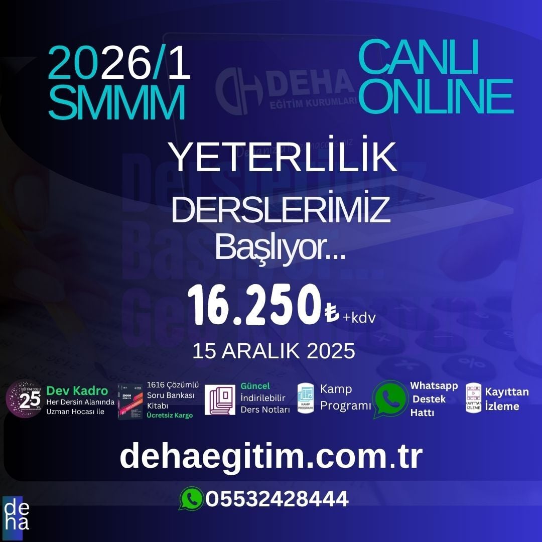 2026 - 1. Dönem SMMM Yeterlilik Sınavına CANLI+KAMP+KAYITTAN Eğitim (FULL PAKET)