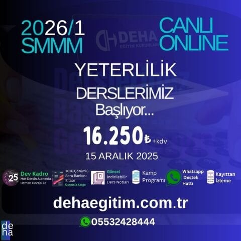 2026 - 1. Dönem SMMM Yeterlilik Sınavına CANLI+KAMP+KAYITTAN Eğitim (FULL PAKET)