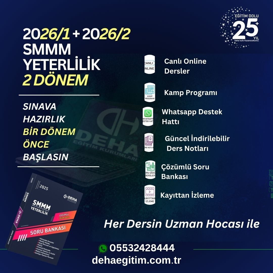 2026-1/2026-2 SMMM Yeterlilik Sınavına CANLI+KAMP+KAYITTAN Eğitim (8de8 FULL PAKET)
