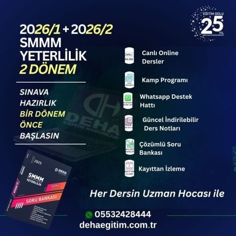 2026-1/2026-2 SMMM Yeterlilik Sınavına CANLI+KAMP+KAYITTAN Eğitim (8de8 FULL PAKET)