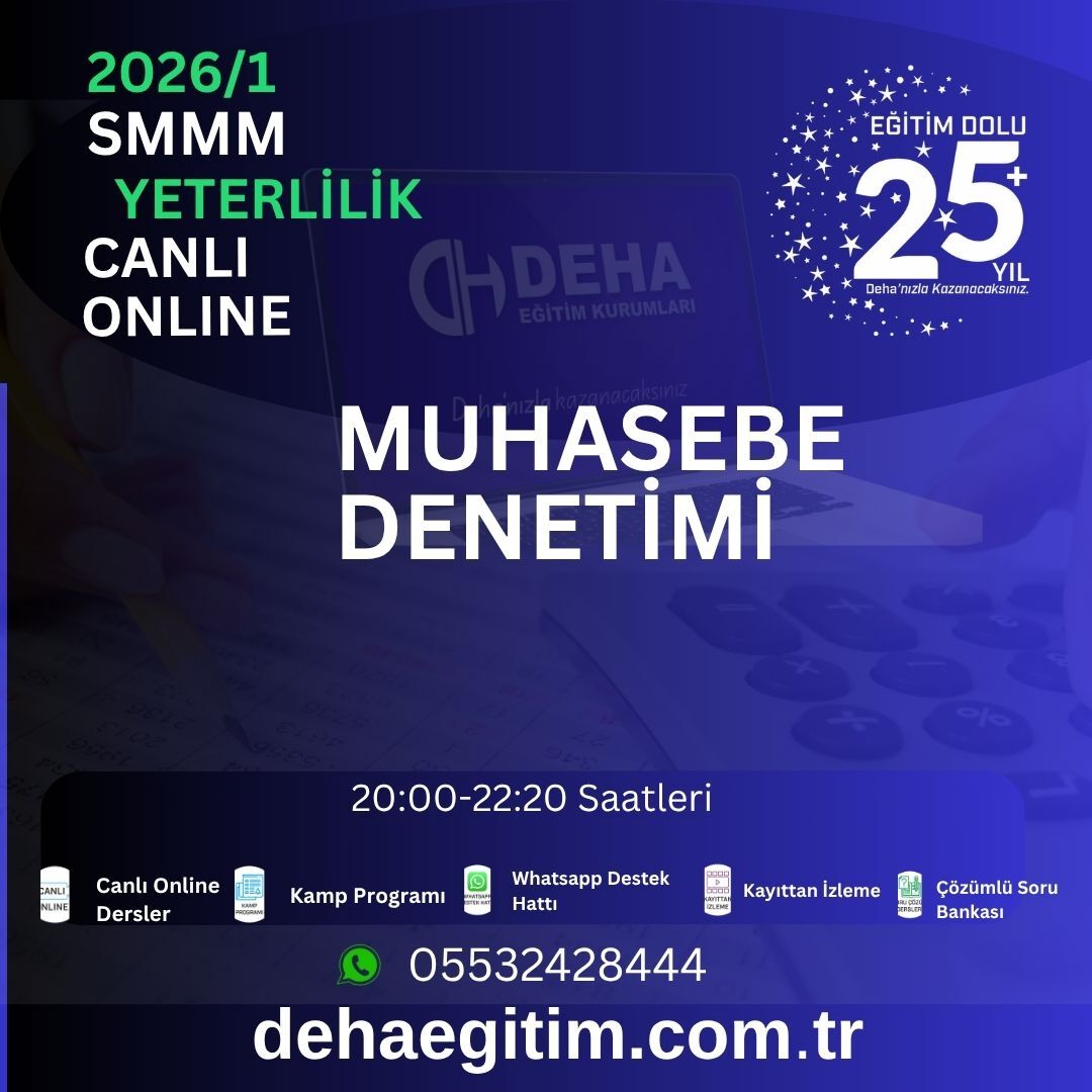 2026- 1. Dönem SMMM Yeterlilik Muhasebe Denetimi CANLI+KAMP+KAYITTAN Eğitim (FULL PAKET)