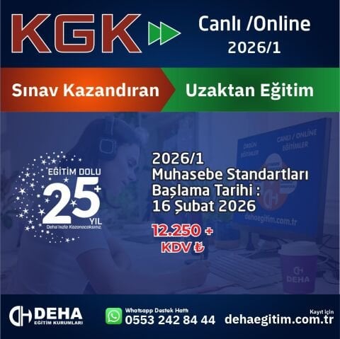 2026/1. Dönem KGK Muhasebe Standartları CANLI+KAMP+VİDEOLU Eğitim (FULL PAKET)