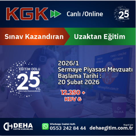 2026/1 Dönem KGK Sermaye Piyasası Mevzuatı CANLI+KAMP+VİDEOLU Eğitim (FULL PAKET)