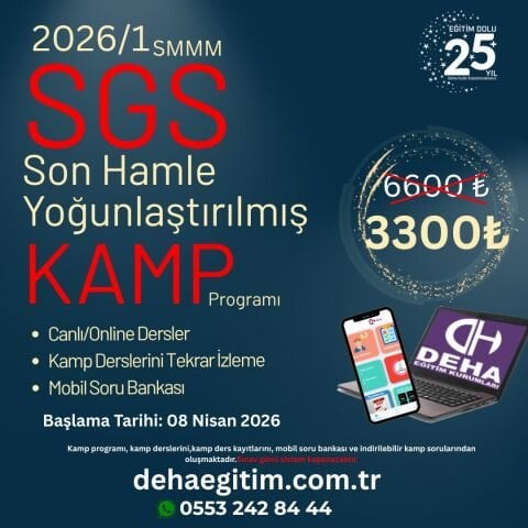 2026/1. Dönem SMMM SGS (Staja Giriş Sınavı) Kamp Programı Dersleri
