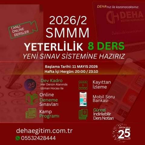 2026 - 2. Dönem SMMM Yeterlilik Sınavına CANLI+KAMP+KAYITTAN Eğitim (FULL PAKET)