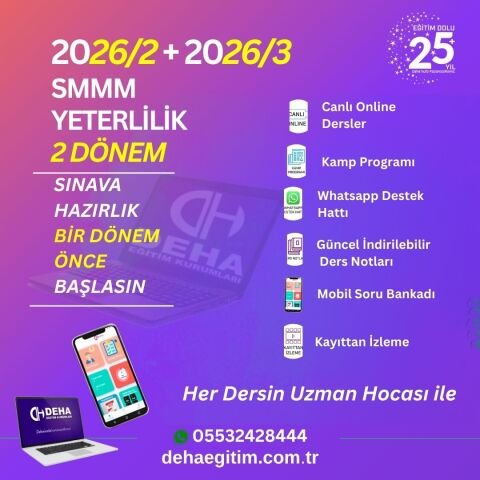 2026-2/2026-3 SMMM Yeterlilik Sınavına CANLI+KAMP+KAYITTAN Eğitim (8de8 FULL PAKET)