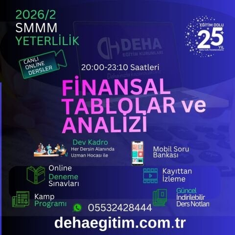 2026 - 2. Dönem SMMM Yeterlilik Finansal Tablolar ve Analiz CANLI+KAMP+KAYITTAN Eğitim (FULL PAKET)