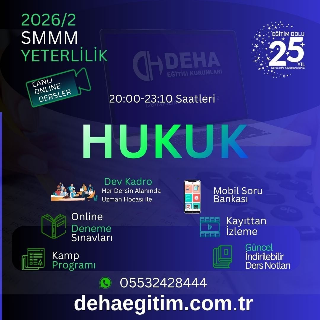 2026 - 2. Dönem SMMM Yeterlilik Hukuk CANLI+KAMP+KAYITTAN Eğitim (FULL PAKET)