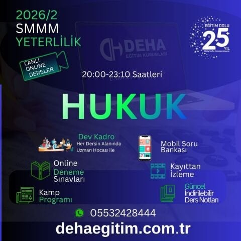 2026 - 2. Dönem SMMM Yeterlilik Hukuk CANLI+KAMP+KAYITTAN Eğitim (FULL PAKET)