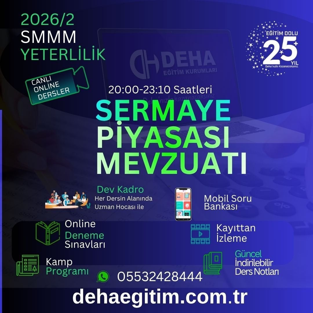 2026 - 2. Dönem SMMM Yeterlilik Sermaye Piyasası Mevzuatı CANLI+KAMP+KAYITTAN Eğitim (FULL PAKET)
