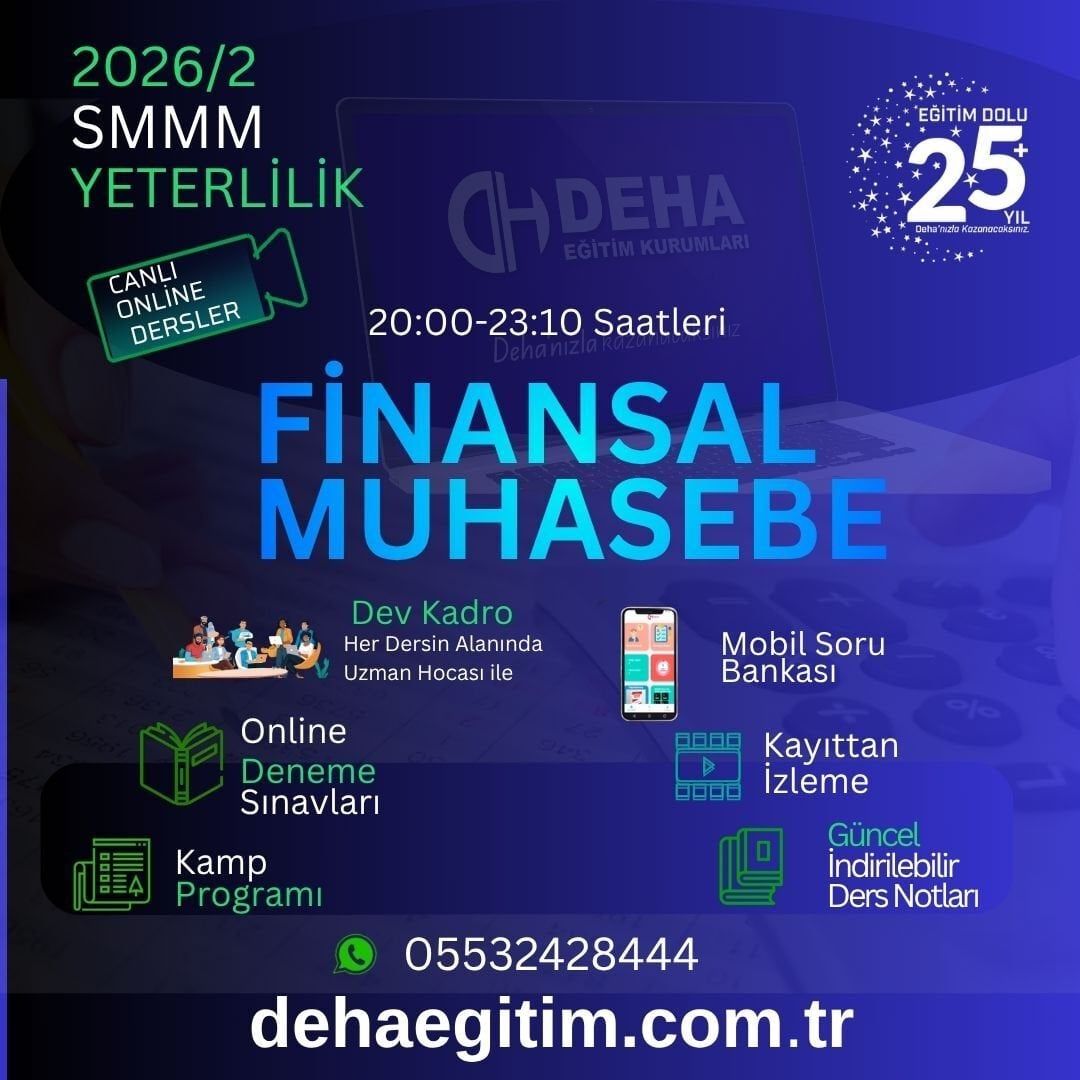 2026 - 2. Dönem SMMM Yeterlilik Finansal Muhasebe CANLI+KAMP+KAYITTAN Eğitim (FULL PAKET)