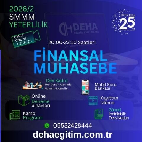 2026 - 2. Dönem SMMM Yeterlilik Finansal Muhasebe CANLI+KAMP+KAYITTAN Eğitim (FULL PAKET)
