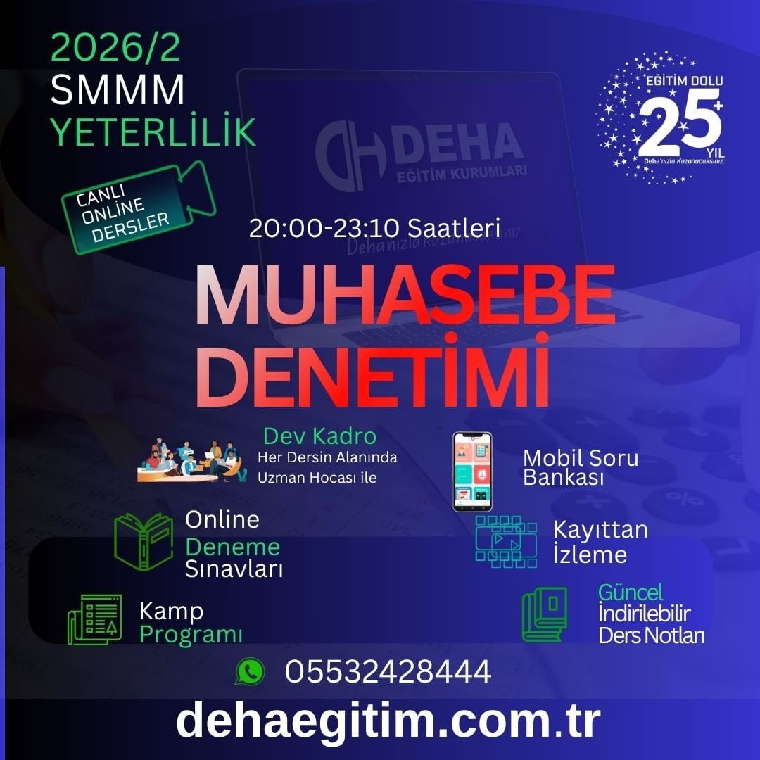 2026-2. Dönem SMMM Yeterlilik Muhasebe Denetimi CANLI+KAMP+KAYITTAN Eğitim (FULL PAKET)