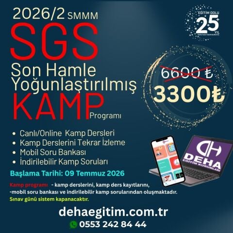2026/2. Dönem SMMM SGS (Staja Giriş Sınavı) Kamp Programı Dersleri
