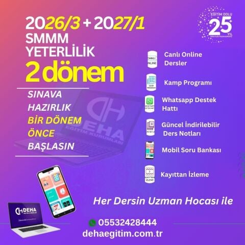 2026-3/2027-1 SMMM Yeterlilik Sınavına CANLI+KAMP+KAYITTAN Eğitim (8de8 FULL PAKET)