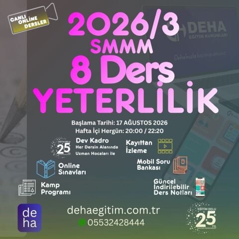 2026 - 3. Dönem SMMM Yeterlilik Sınavına CANLI+KAMP+KAYITTAN Eğitim (FULL PAKET)