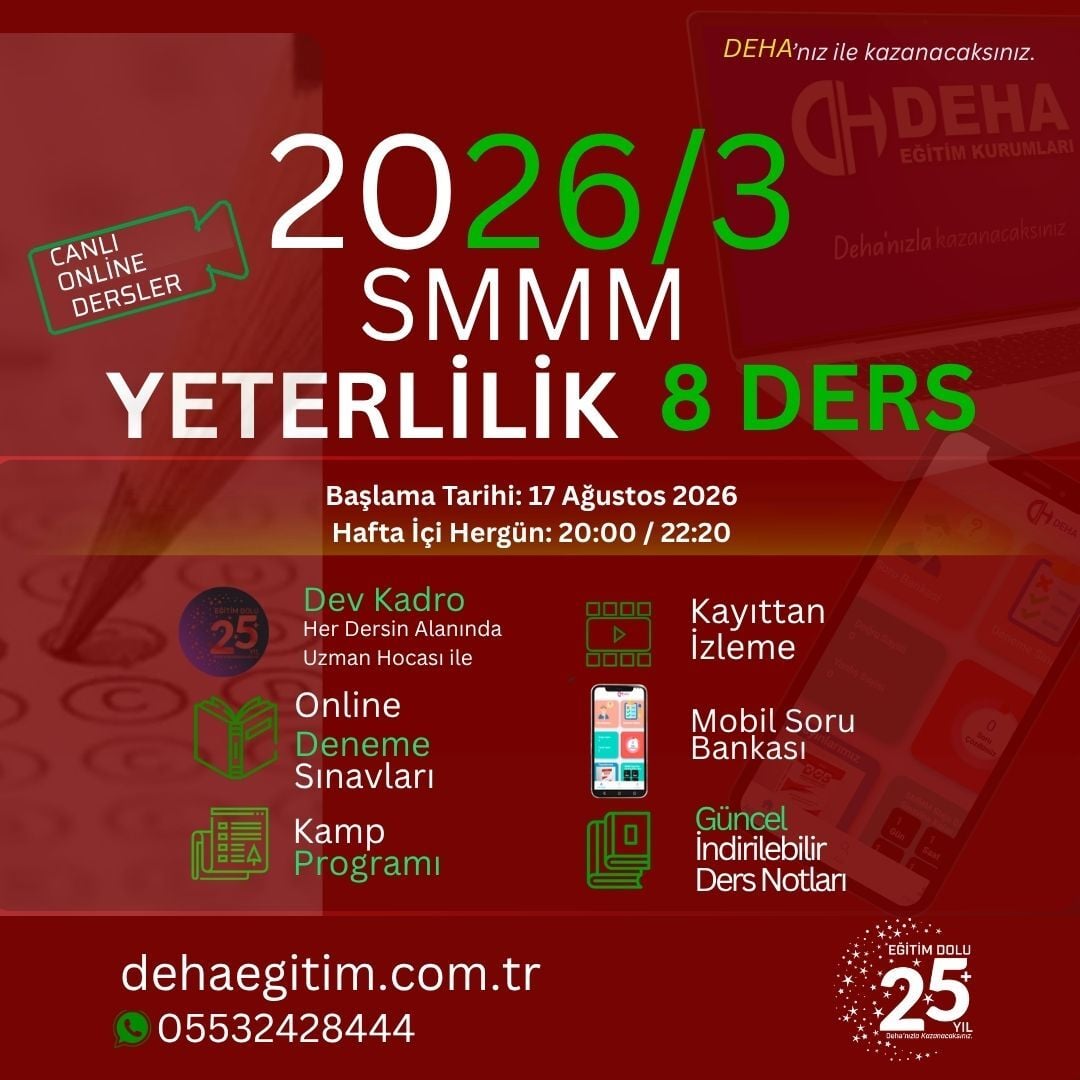 2026 - 3. Dönem SMMM Yeterlilik Sınavına CANLI+KAMP+KAYITTAN Eğitim (FULL PAKET)