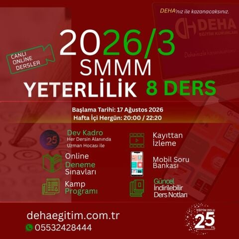 2026 - 3. Dönem SMMM Yeterlilik Sınavına CANLI+KAMP+KAYITTAN Eğitim (FULL PAKET)