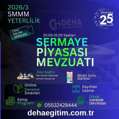 2026 - 3. Dönem SMMM Yeterlilik Sermaye Piyasası Mevzuatı CANLI+KAMP+KAYITTAN Eğitim (FULL PAKET)
