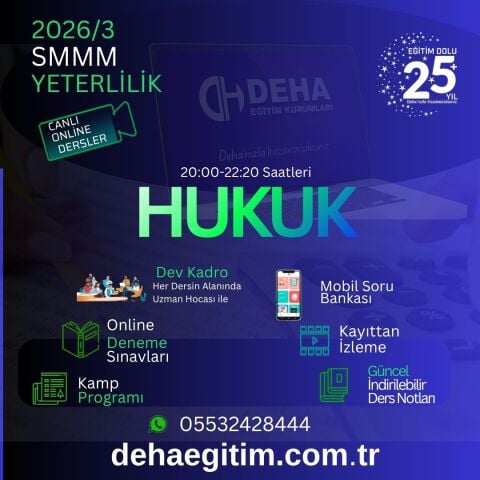 2026 - 3. Dönem SMMM Yeterlilik Hukuk CANLI+KAMP+KAYITTAN Eğitim (FULL PAKET)
